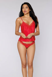 Bias cut satin camisole and thong set