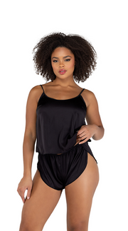 2PC Soft Satin Tulip Short Set