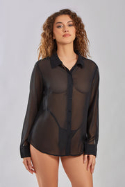 Inviting Chiffon Button Down Sleep Shirt