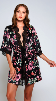 Floral Lucia Robe in Black