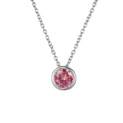 14K Gold Plated July Round Zircon Birthstone Pendant Necklaces
