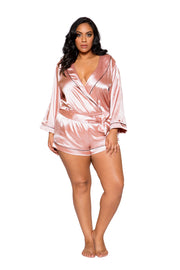 Chic Collared Satin Romper with Tie