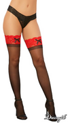 Stay Up Thigh High Stockings in Black Red