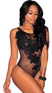 Sleeveless crochet bodysuit Black