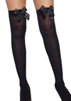 Sheer thigh high stocking with 2 sets of bows with pins