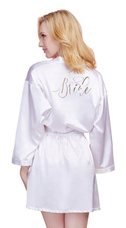 Bridal Satin Robe in White