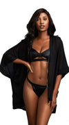 3PC Faux Leather Bra Set in Black