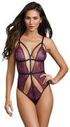 Diamond Cut Lace Teddy in Purple