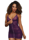 Stretch mesh chemise with shirring details