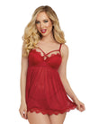 Eyelash lace and stretch mesh babydoll set