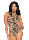 Flocked cheetah print mesh teddy