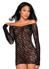 Zebra patterned off-shoulder knit seamless chemise