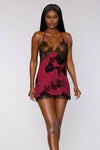 Velvet burnout and eyelash lace chemise