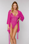 Stretch mesh teddy and robe set