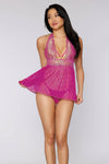 Gold foil stretch lace and heart stretch mesh babydoll set