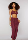 Sheer chiffon and lace fabric pants and top set