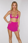 Sheer chiffon and lace fabric short and top set