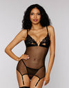 Lace and mesh chemise and G-string set