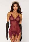 Venise Lace Garter Slip & G String Set