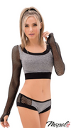 Fishnet 2PC Sporty Set in Grey Black