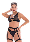 Striped Bra Top, Medium-Coverage Panty and Garter Belt