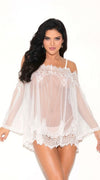 Elegant Flowy Babydoll Tunic in White