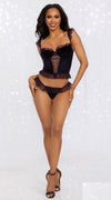 Velvet underwire bustier and thong set