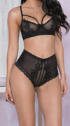 Hight Waist Panty with Ribbon in Black