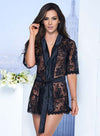 Sexy Short Lace Elegant Robe with Satin Collar