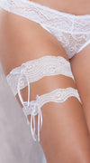Lace & Mesh Garter in White
