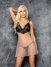 Sheer Nude Mesh Babydoll with a Flyaway Back