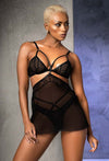 Stylish Babydoll with removable Skirt in Transparent Mesh