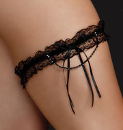 Lace Garter with Rhinestone Satin Bow