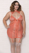 Diamond Neck Chemise in Coral