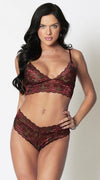 Bralette Sweetheart Bra Set in Dark Red