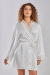 Soft Satin Lace Elissa Robe with Front Ribbon Tie