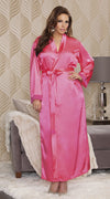 Satin Long Robe in Fuchsia