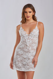 Homely Jasmine Lace Chemise with Jacquard Lace Trim