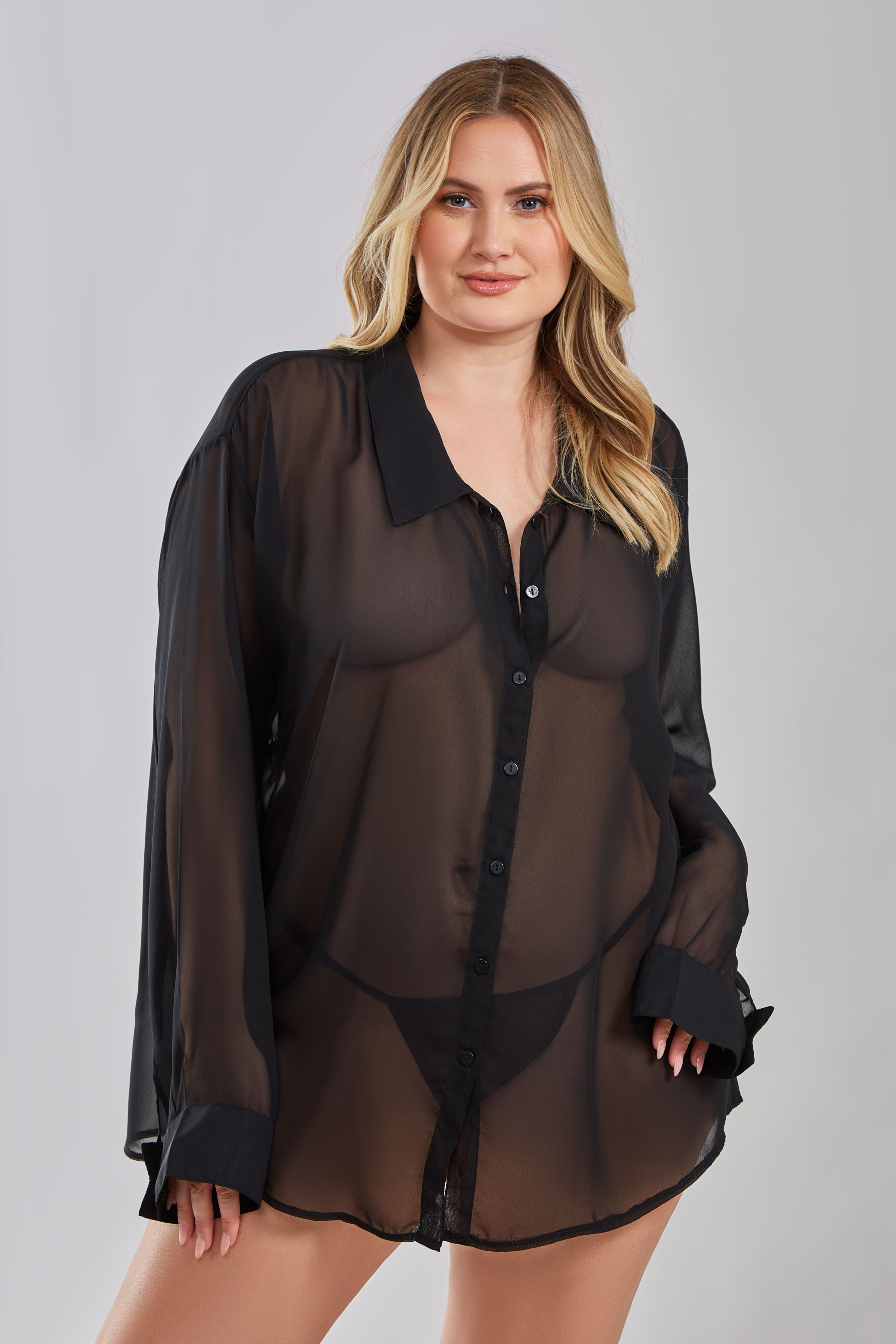 Inviting Chiffon Button Down Sleep Shirt – Liloo Signature