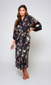 Black Print Long  Amelia Robe