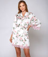 Pink Flower Print Satin Robe