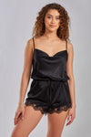 Comfy Satin Romper in Black