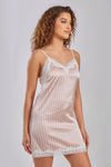 Pinstripe Chemise with Lace Applique