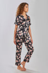 Short Sleeve Floral Print Satin Pajama Set