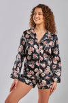 Long Sleeve Floral Print Satin Pajama Set