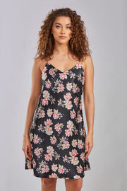 Allover Floral Print Satin Chemise