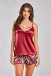 Satin Cami Set with Mesh & Floral Satin Shorts