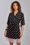 Allover Heart Print Viscose Robe