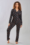 Allover Heart Print Viscose PJ Set