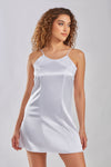 Halter Satin Chemise in White